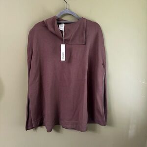NWT Chico's‎ Womens Size L/XL Sweater Poncho Urban Taupe Cowl Neck Modern